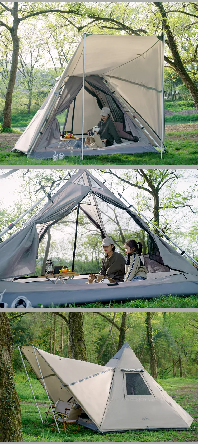 Cheap Goat Tents HOMFUL New Arrival Wholesale Waterproof Camping Tents Steeple Tent Outdoor Tents   